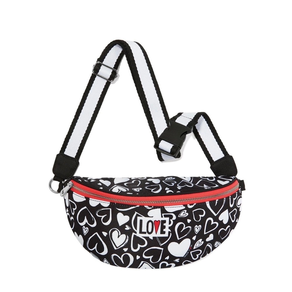 NWT! Brighton Endless Love Belt Bag Black White Heart Print Fanny Pack Vacay